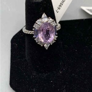 Elegant Pink Gemstone Ring Size 7 New In Box